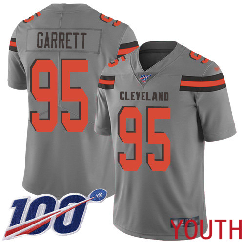 Cleveland Browns Myles Garrett Youth Gray Limited Jersey #95 NFL Football 100th Season Inverted Legend